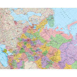 Карта России политико-административная 1:3 000 000 настенная 300x160 см с ламинацией