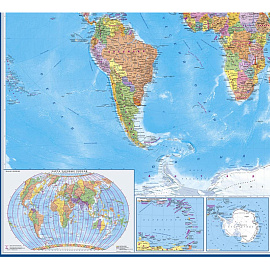 Карта мира политическая 1:22 000 000 настенная 158x118 см с ламинацией