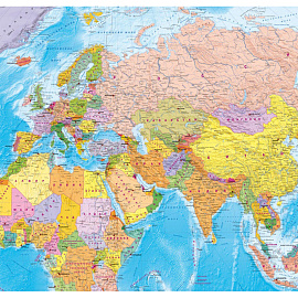 Карта мира политическая 1:15 000 000 настенная 233x158 см с ламинацией