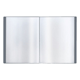 Папка с 80 вкладышами СТАММ А4, 30мм, 600мкм, пластик, серая