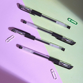 Ручка гелевая неавтоматическая Attache Gelios-030 черная (толщина линии 0.5 мм)