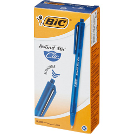 Ручка шариковая автоматическая Bic Round Stic Clic синяя (толщина линии 0.32 мм)