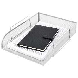 Лоток горизонтальный металлический для бумаг BRAUBERG "Germanium", А4 (260х337х77 мм), серебристый, 231955