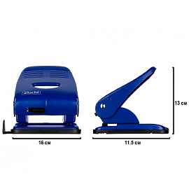 Дырокол Attache до 40 листов синий с линейкой