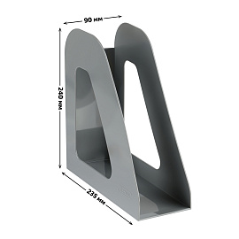 Лоток для бумаг вертикальный СТАММ "Фаворит", серый, ширина 90мм фото Лоток для бумаг вертикальный СТАММ "Фаворит", серый, ширина 90мм