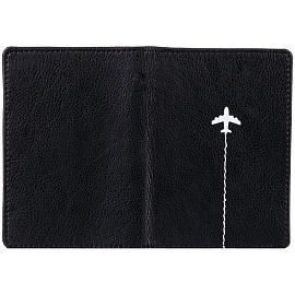 Обложка для паспорта OfficeSpace "Travel", экокожа, черный, тиснение фольгой