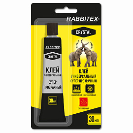 Клей универсальный "Crystal", СУПЕР ПРОЗРАЧНЫЙ кристальный, 30 мл, RABBITEX, 609815