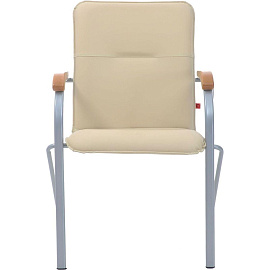 Конференц-кресло Samba Silver бежевый/бук (экокожа, металл серебристый)