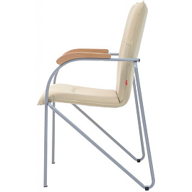 Конференц-кресло Samba Silver бежевый/бук (экокожа, металл серебристый)