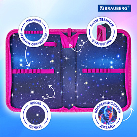 Пенал BRAUBERG, 1 отделение, полиэстер, 21х14 см, "Space cat", 273518