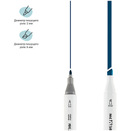 Набор двусторонних маркеров для скетчинга MESHU 06цв., морские цвета, корпус трехгранный, пулевид./клиновид.наконечники, ПВХ-бокс