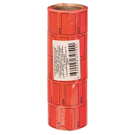 Ценники самоклеящиеся 35х25 мм красные (5 рулонов по 250 этикеток)