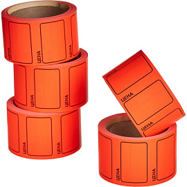 Ценники самоклеящиеся 35х25 мм красные (5 рулонов по 250 этикеток)