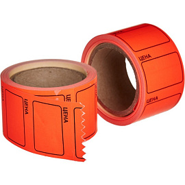 Ценники самоклеящиеся 35х25 мм красные (5 рулонов по 250 этикеток)