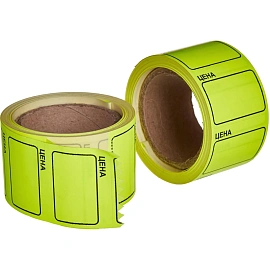 Ценники самоклеящиеся 35х25 мм желтые (5 рулонов по 250 этикеток)