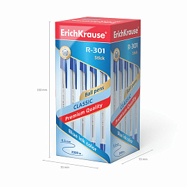 Ручка шариковая неавтоматическая Erich Krause R-301 Classic Stick синяя (толщина линии 0.5 мм, 43184)