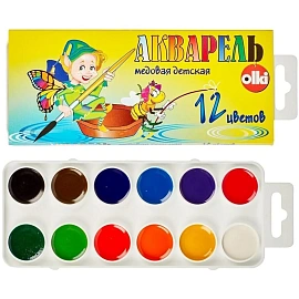 Краски акварельные медовые Olki Планета творчества 12 цветов