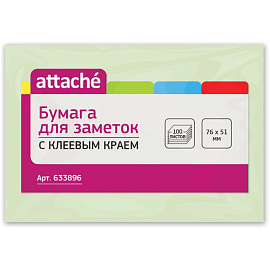 Стикеры Attache 76x51 мм пастельные салатовые (1 блок на 100 листов)