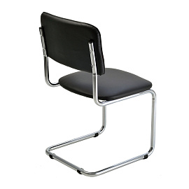 Стул Helmi HL-F07 "Sylwia", каркас металл хром, экокожа, черный, BOX4