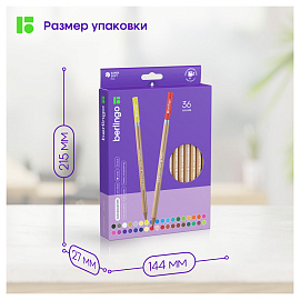 Карандаши цветные Berlingo "SuperSoft. Pro" 36цв., круглые, заточен., картон, европодвес