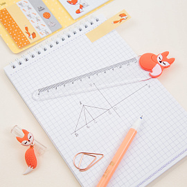 Линейка с топпером 12см MESHU "Fox", пластиковая, прозрачная, европодвес