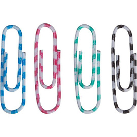 Скрепки канцелярские 28 мм Attache Зебра металлические с полимерным покрытием (100 штук в упаковке)