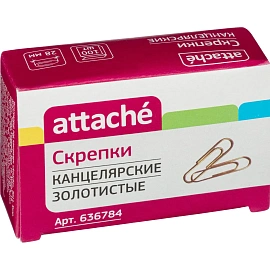 Скрепки канцелярские 28 мм Attache металлические медные (100 штук в упаковке)