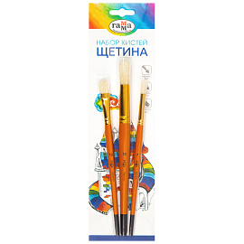 Набор кистей Гамма Классические щетина 3 штуки (плоская, круглая)