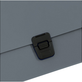 Папка-портфель 1 отделение СТАММ А4, 600мкм, на замке, пластик, серый