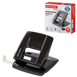 Дырокол металлический BRAUBERG "ULTRA", до 20 листов, черный, 228758 фото Дырокол металлический BRAUBERG "ULTRA", до 20 листов, черный, 228758