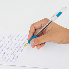 Ручка шариковая с грипом BRAUBERG "X-ONE", СИНЯЯ, корпус прозрачный, узел 0,5 мм, линия письма 0,35 мм, 143985