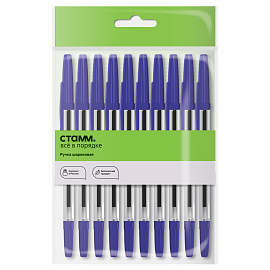 Ручка шариковая СТАММ "Оптима" 10шт., синие, 1,0мм, пакет с европодвесом фото Ручка шариковая СТАММ "Оптима" 10шт., синие, 1,0мм, пакет с европодвесом