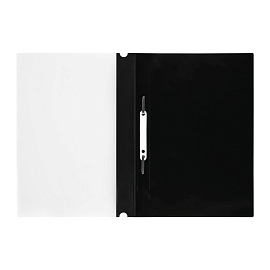 Папка-скоросшиватель пластик. перф. СТАММ А4, 160мкм, черная с прозр. верхом