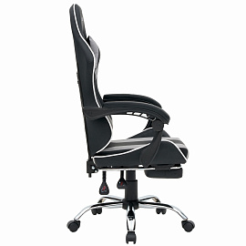 Кресло компьютерное CROMEX (КРОМЕКС) "Wave GM-145", вибромассаж, подножка, подушки, экокожа, черное/серое, 532956