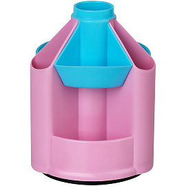 Настольная подставка СТАММ "Mini Desk", пластиковая, вращающаяся, розовый/бирюзовый фото Настольная подставка СТАММ "Mini Desk", пластиковая, вращающаяся, розовый/бирюзовый