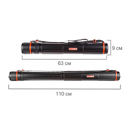 Тубус телескопический Стамм ПТ-11 63-110 см, диаметр 9 см, для формата А1, черный, с ремнем