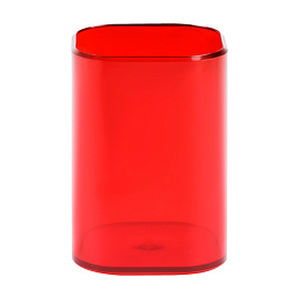 Подставка-стакан СТАММ "Фаворит", пластиковая, квадратная, тонированная красная фото Подставка-стакан СТАММ "Фаворит", пластиковая, квадратная, тонированная красная