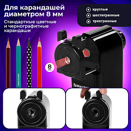 Точилка механическая BRAUBERG "JET", металлический механизм, корпус черный, 229566