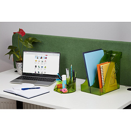 Лоток вертикальный для бумаг 95 мм Attache Яркий Офис пластиковый зеленый