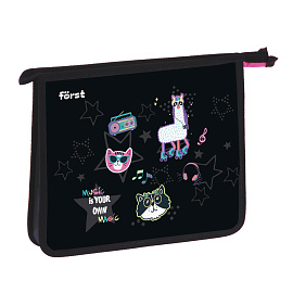 Папка для тетрадей 1 отделение, А5 Forst "Disco Lama" , 240*205*40 мм, пластик, на молнии