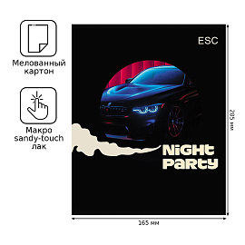 Тетрадь 96л., А5, клетка BG "Night party", микро sandy-touch лак