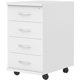 Тумба подкатная Imago ТМ-4А с замком (белый, 412х450х702 мм, 4 ящика)