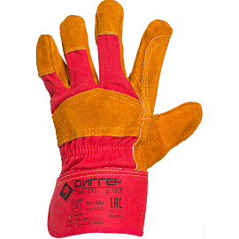 Перчатки рабочие защитные Диггер комбинированные красные/желтые (универсальный размер)