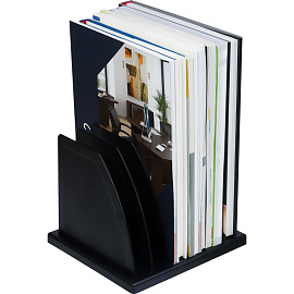 Подставка для журналов и бумаг СТАММ, сборная, 6 отделений, черная