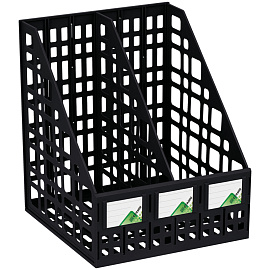 Лоток для бумаг вертикальный СТАММ, сборный, 2 отделения, черный фото Лоток для бумаг вертикальный СТАММ, сборный, 2 отделения, черный