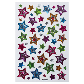Наклейки виниловые "Звезды", многоразовые, голографические, 14х21 см, ЮНЛАНДИЯ, 661809