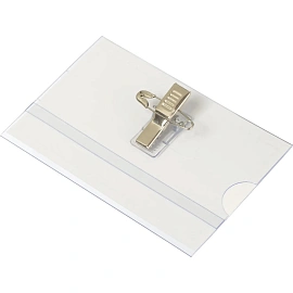 Бейдж Attache горизонтальный 90х55 мм белый булавка/зажим (размер вкладыша: 90х55)