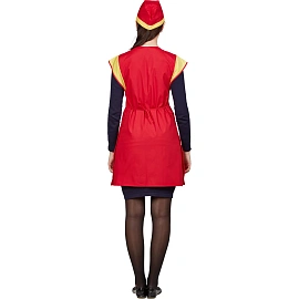 Фартук-сарафан для торговли Солнышко красный/желтый с пилоткой фото Фартук-сарафан для торговли Солнышко красный/желтый с пилоткой