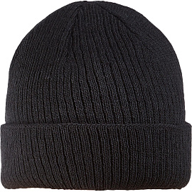 Шапка трикотажная чёрная с отворотом полушерстяная фото Шапка трикотажная чёрная с отворотом полушерстяная