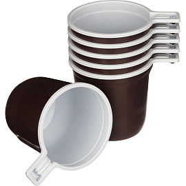 Чашка одноразовая пластиковая 200 мл коричневая/белая 50 штук в упаковке Комус Бюджет